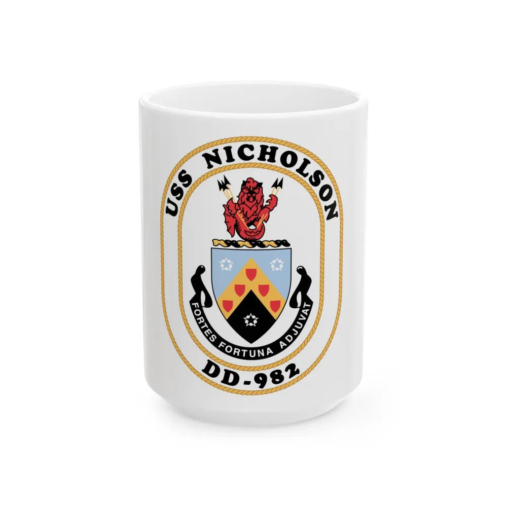 USS Nicholson DD 982 (U.S. Navy) White Coffee Mug-15oz-Go Mug Yourself