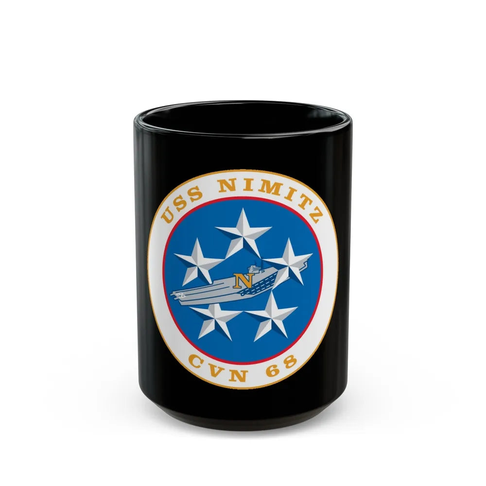 USS Nimitz CVN 68 (U.S. Navy) Black Coffee Mug-15oz-Go Mug Yourself