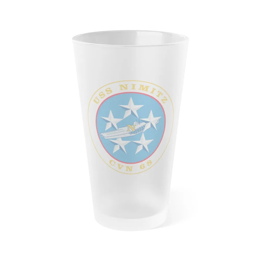 USS Nimitz CVN 68 (U.S. Navy) Frosted Pint Glass 16oz-Go Mug Yourself