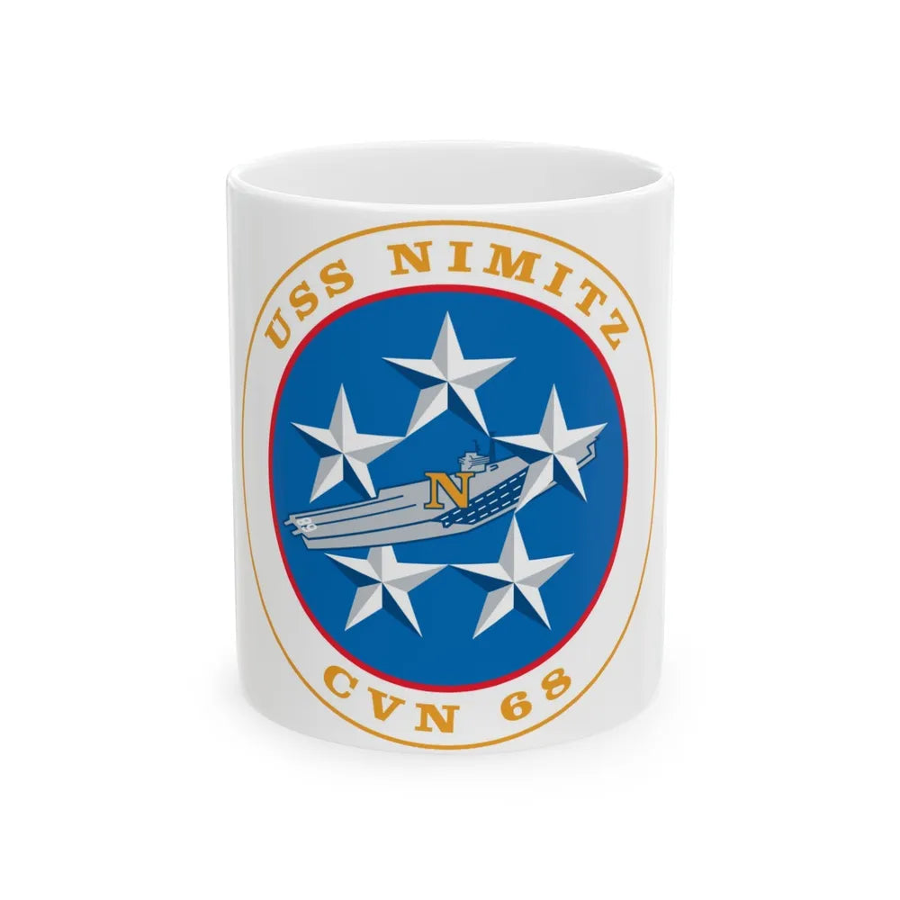 USS Nimitz CVN 68 (U.S. Navy) White Coffee Mug-11oz-Go Mug Yourself