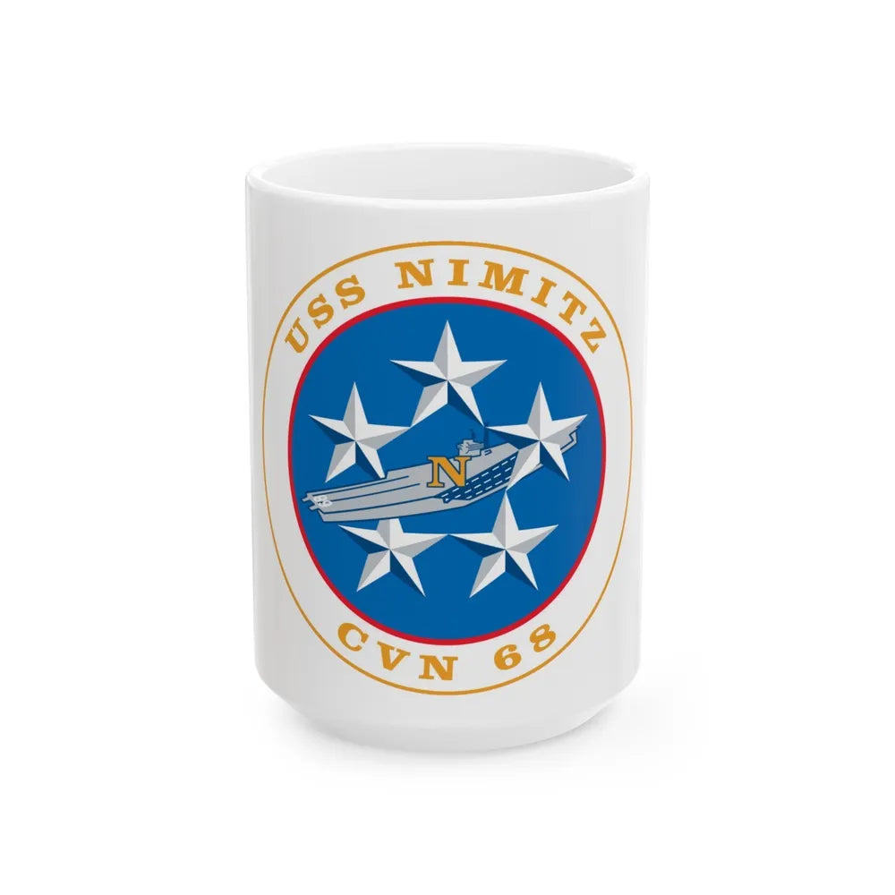 USS Nimitz CVN 68 (U.S. Navy) White Coffee Mug-15oz-Go Mug Yourself