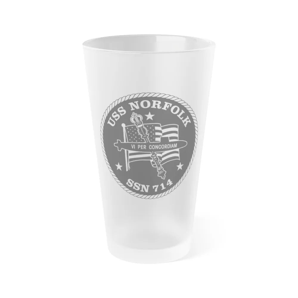 USS Norfolk SSN 714 (U.S. Navy) Frosted Pint Glass 16oz-Go Mug Yourself