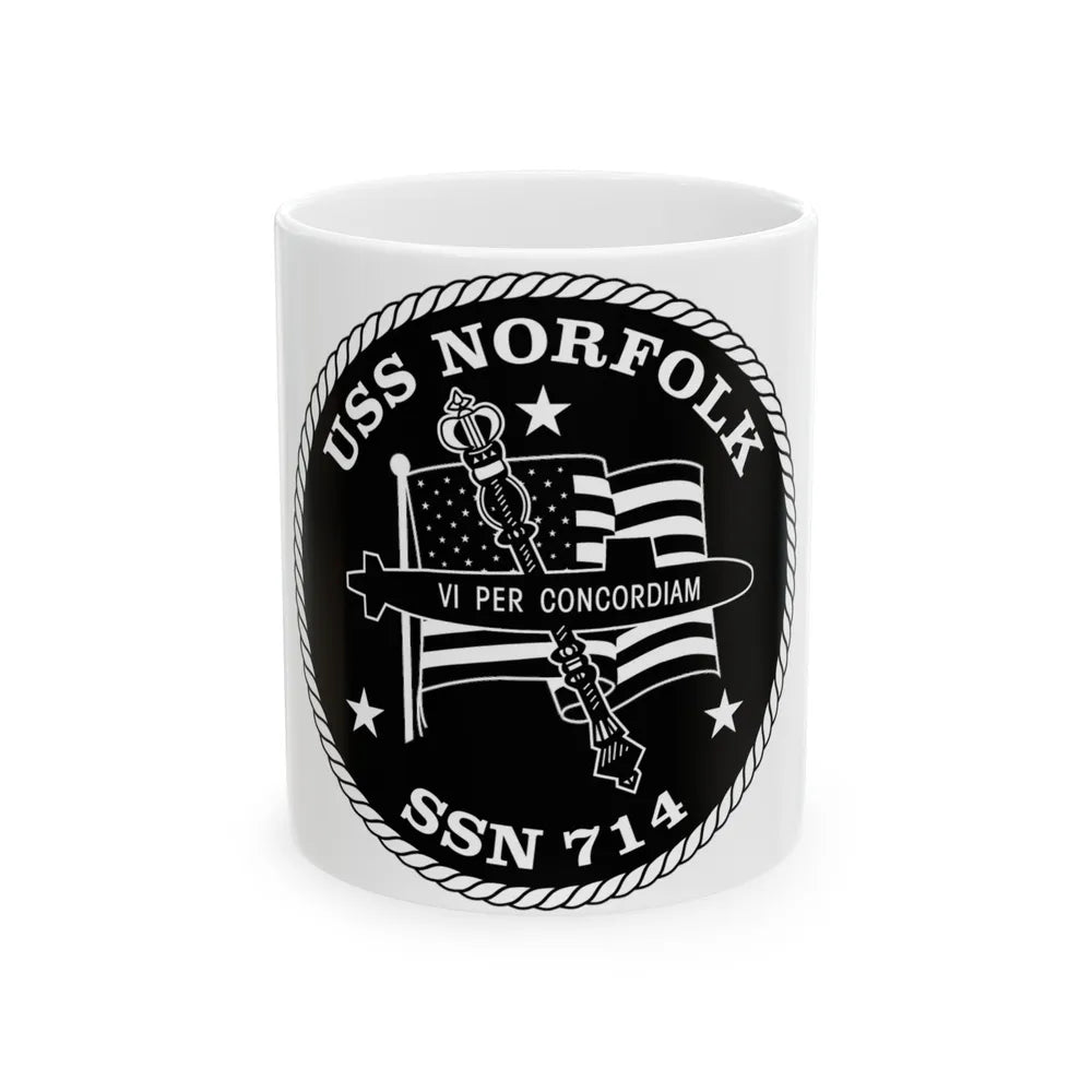 USS Norfolk SSN 714 (U.S. Navy) White Coffee Mug-11oz-Go Mug Yourself