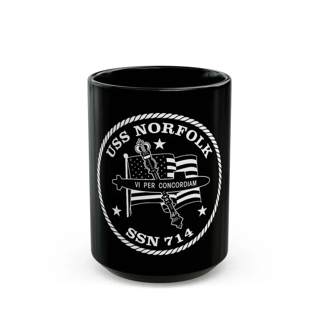 USS Norfolk SSN 714 (U.S. Navy) Black Coffee Mug 15oz - Go Mug Yourself