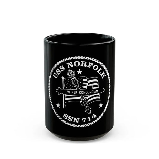 USS Norfolk SSN 714 (U.S. Navy) Black Coffee Mug 15oz - Go Mug Yourself