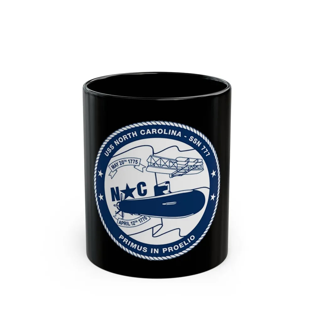 USS North Carolina SSN 777 (U.S. Coast Guard) Black Coffee Mug-11oz-Go Mug Yourself