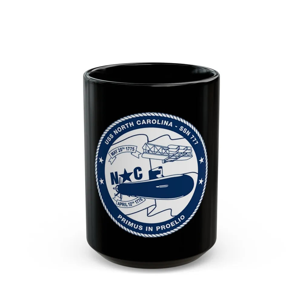 USS North Carolina SSN 777 (U.S. Coast Guard) Black Coffee Mug-15oz-Go Mug Yourself