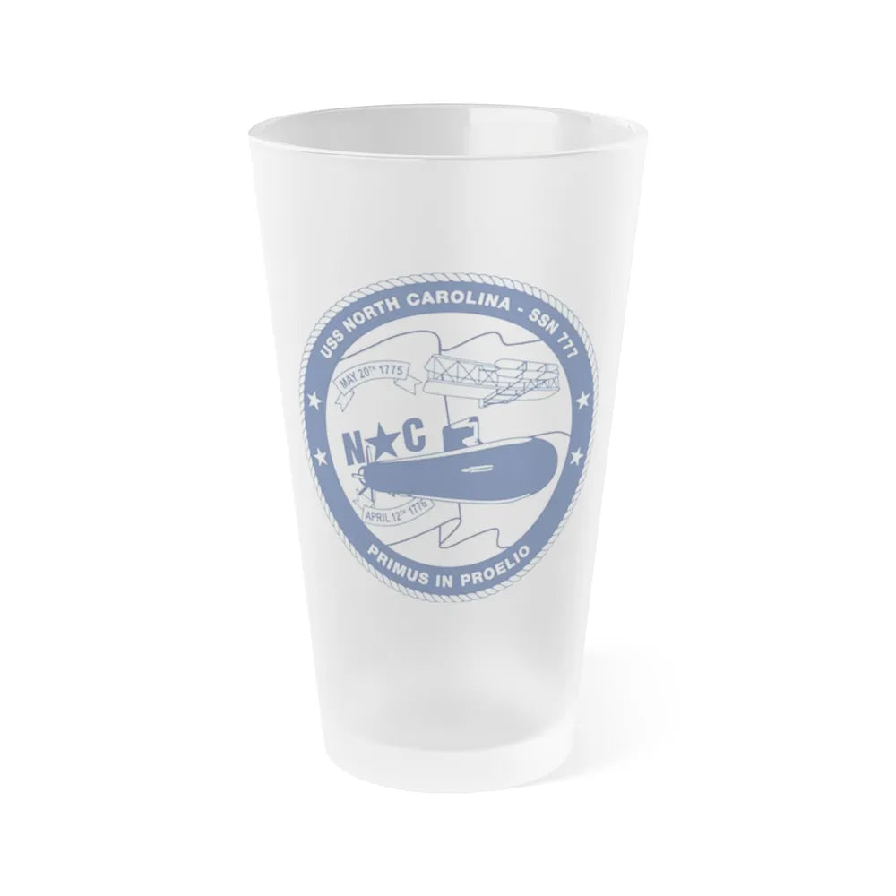 USS North Carolina SSN 777 (U.S. Coast Guard) Frosted Pint Glass 16oz-Go Mug Yourself