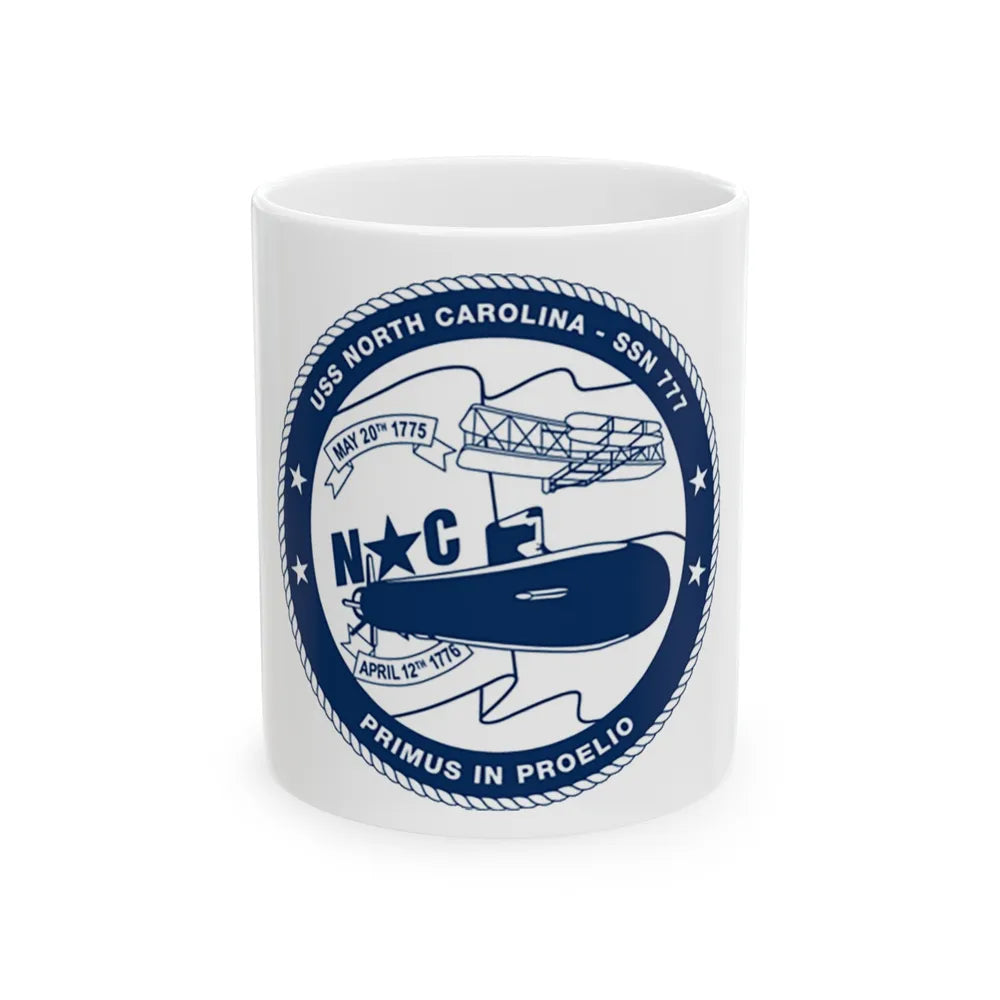 USS North Carolina SSN 777 (U.S. Coast Guard) White Coffee Mug-11oz-Go Mug Yourself