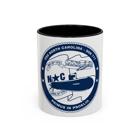 USS North Carolina SSN 777 (U.S. Coast Guard) Accent Coffee Mug 11oz Black - Go Mug Yourself