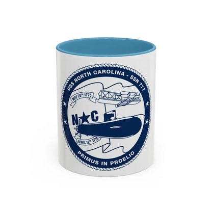 USS North Carolina SSN 777 (U.S. Coast Guard) Accent Coffee Mug 11oz Light Blue - Go Mug Yourself