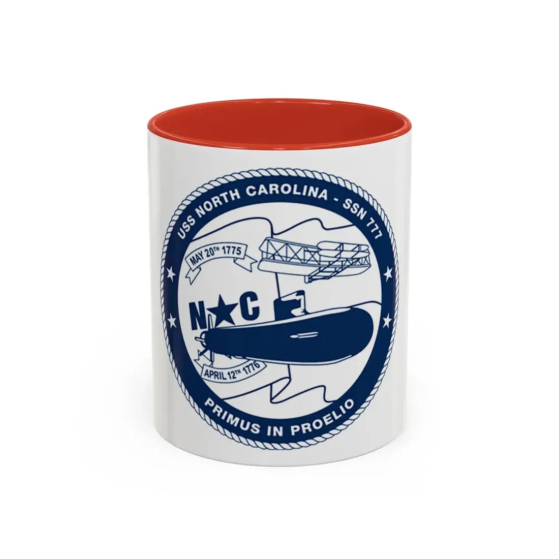 USS North Carolina SSN 777 (U.S. Coast Guard) Accent Coffee Mug 11oz Red - Go Mug Yourself