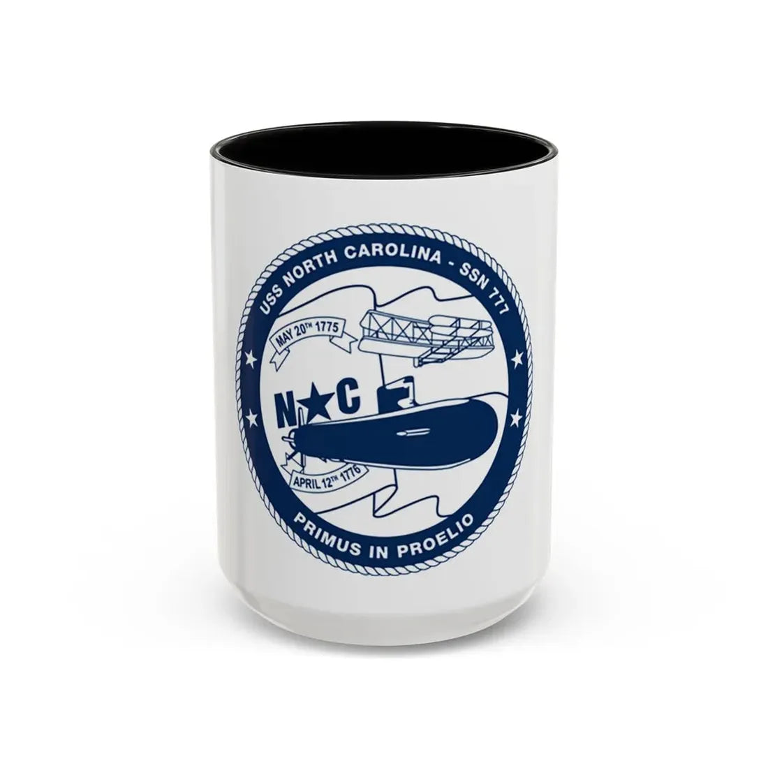 USS North Carolina SSN 777 (U.S. Coast Guard) Accent Coffee Mug 15oz Black - Go Mug Yourself