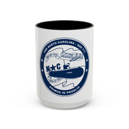 USS North Carolina SSN 777 (U.S. Coast Guard) Accent Coffee Mug 15oz Black - Go Mug Yourself