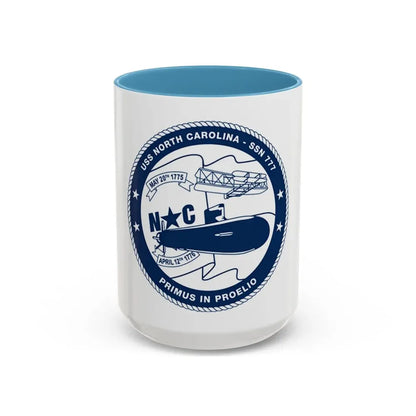 USS North Carolina SSN 777 (U.S. Coast Guard) Accent Coffee Mug 15oz Light Blue - Go Mug Yourself