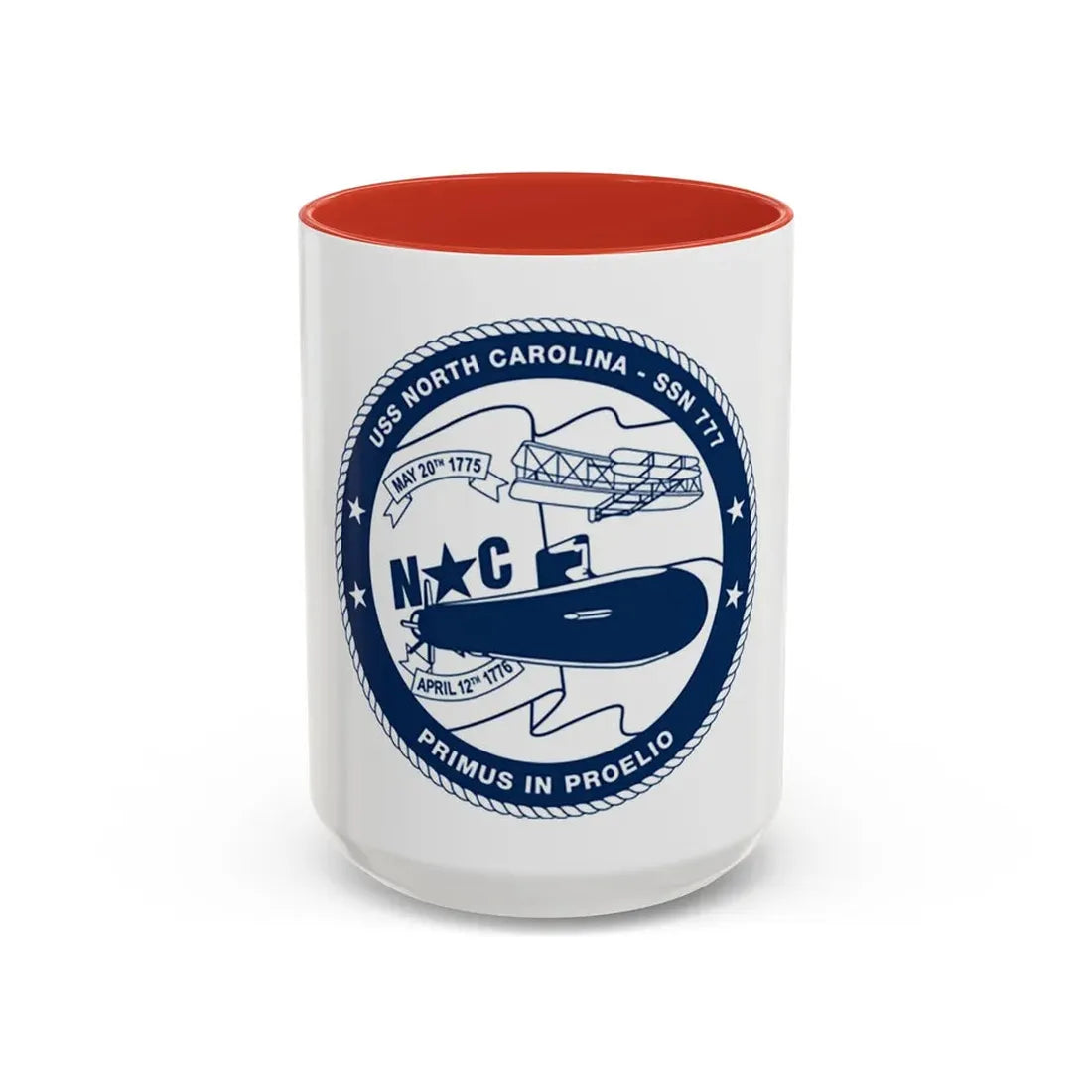 USS North Carolina SSN 777 (U.S. Coast Guard) Accent Coffee Mug 15oz Red - Go Mug Yourself