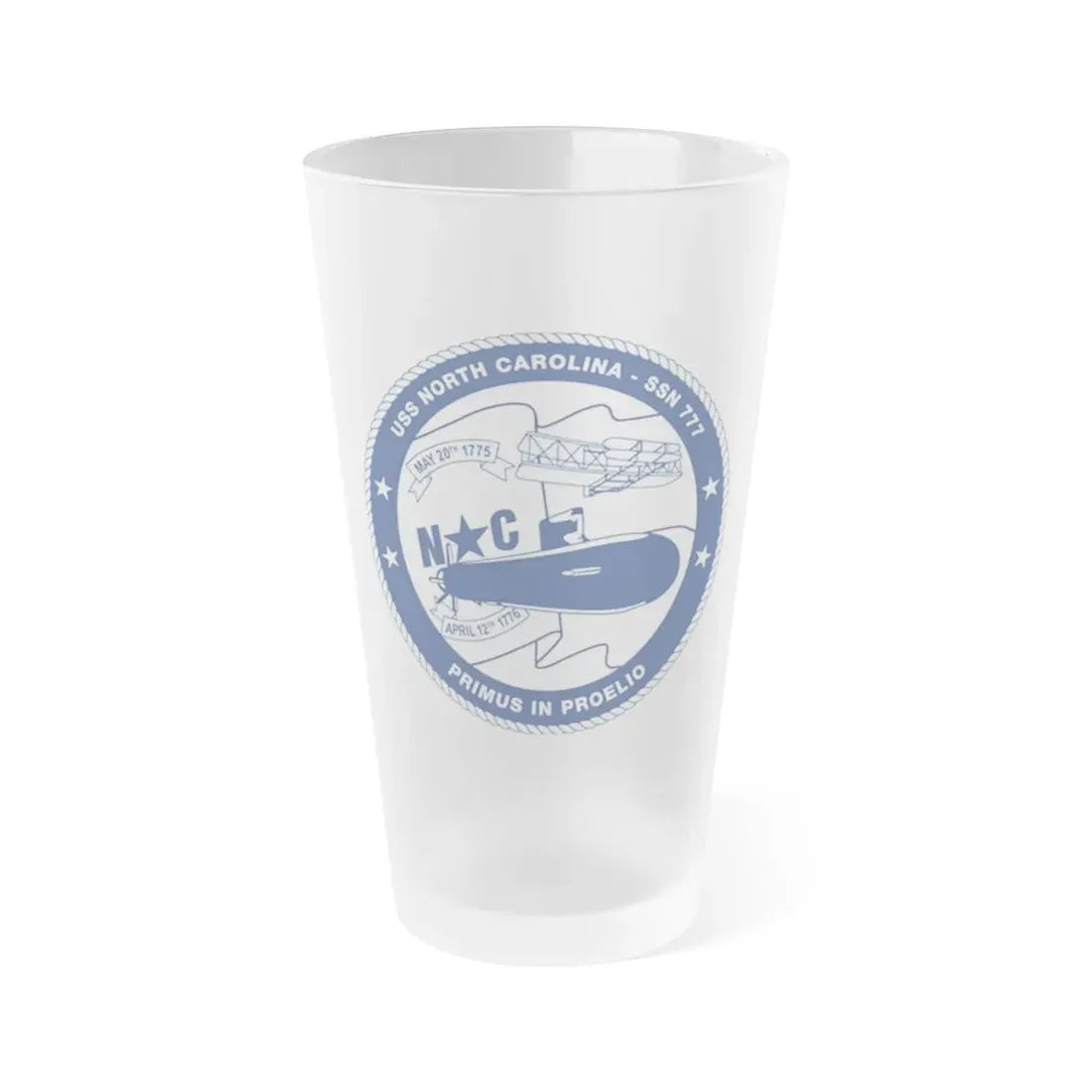 USS North Carolina SSN 777 (U.S. Coast Guard) Frosted Pint Glass 16oz Default Title - Go Mug Yourself