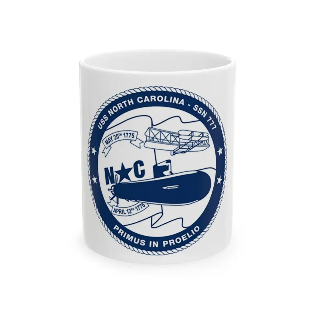 USS North Carolina SSN 777 (U.S. Coast Guard) White Coffee Mug 11oz - Go Mug Yourself
