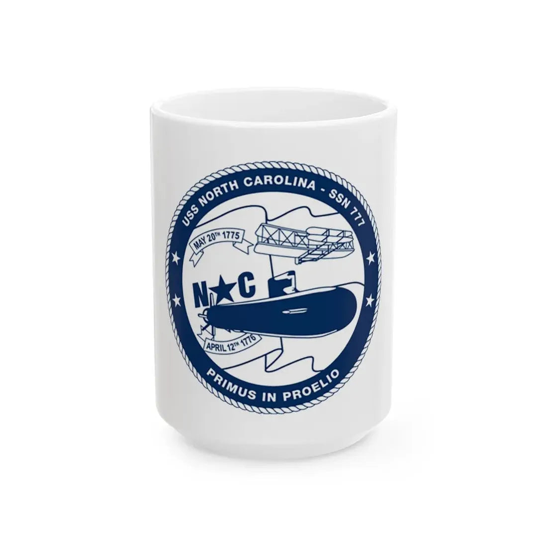 USS North Carolina SSN 777 (U.S. Coast Guard) White Coffee Mug 15oz - Go Mug Yourself