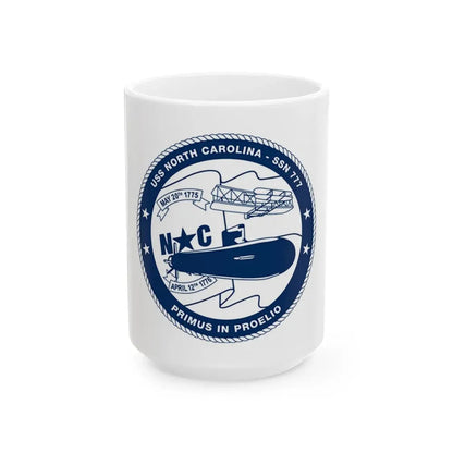 USS North Carolina SSN 777 (U.S. Coast Guard) White Coffee Mug 15oz - Go Mug Yourself