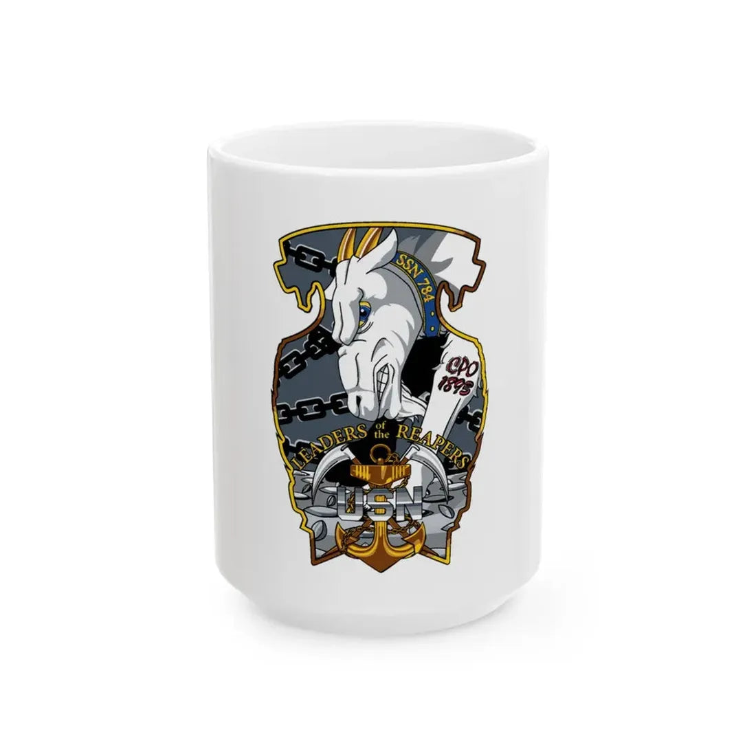 USS North Dakota SSN 784 CPO (U.S. Navy) White Coffee Mug 15oz - Go Mug Yourself