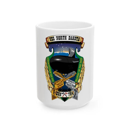 USS North Dakota SSN 784 (U.S. Navy) White Coffee Mug-15oz-Go Mug Yourself