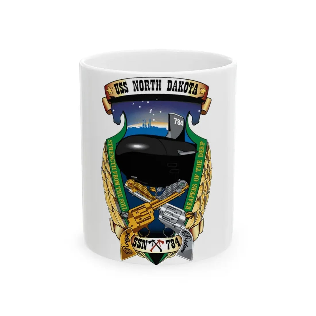 USS North Dakota SSN 784 (U.S. Navy) White Coffee Mug 11oz - Go Mug Yourself