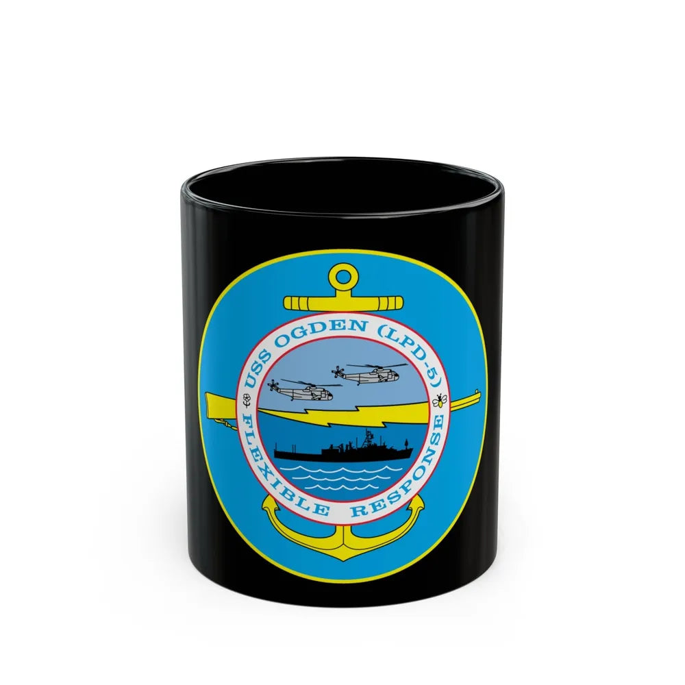 USS OGDEN LPD 5 Flexible Response (U.S. Navy) Black Coffee Mug-11oz-Go Mug Yourself