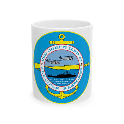 USS OGDEN LPD 5 Flexible Response (U.S. Navy) White Coffee Mug-11oz-Go Mug Yourself