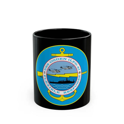 USS OGDEN LPD 5 Flexible Response (U.S. Navy) Black Coffee Mug 11oz - Go Mug Yourself