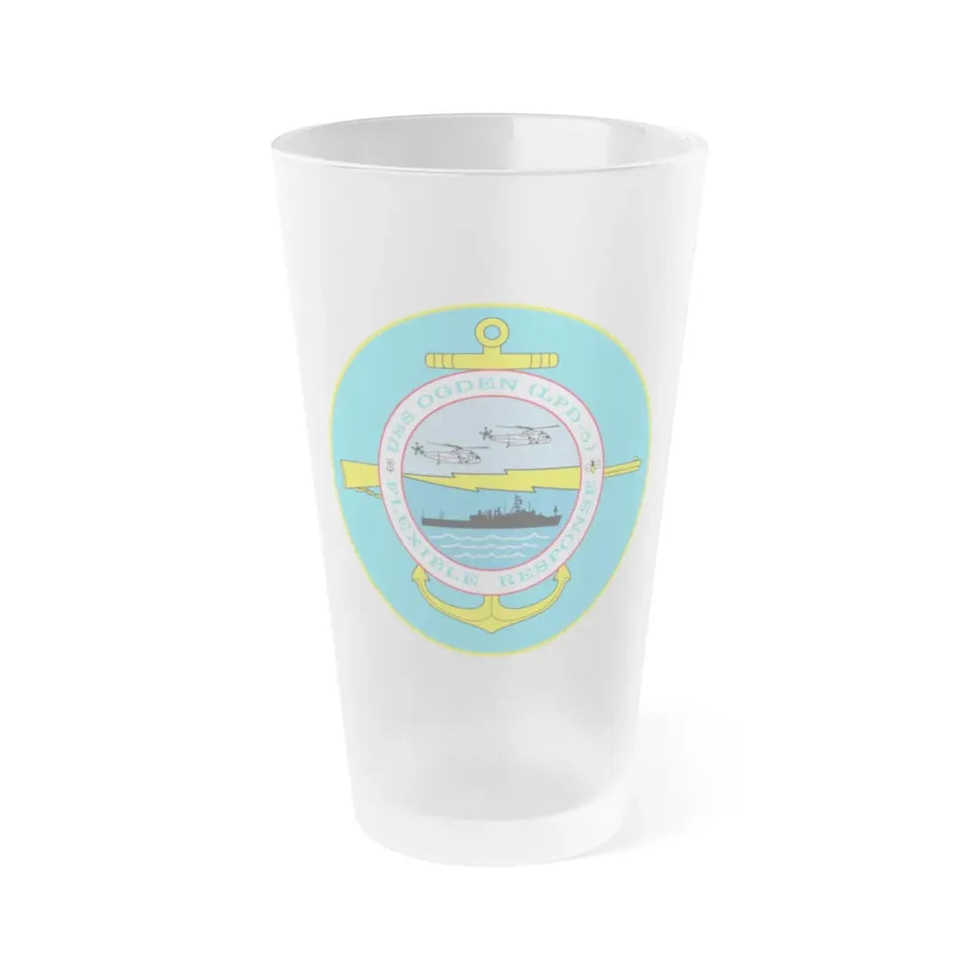 USS OGDEN LPD 5 Flexible Response (U.S. Navy) Frosted Pint Glass 16oz Default Title - Go Mug Yourself