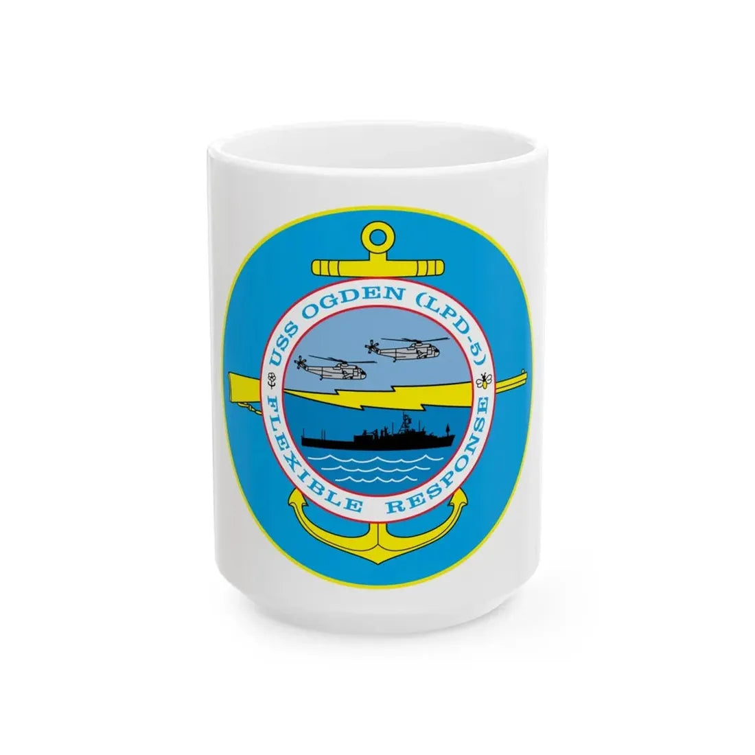 USS OGDEN LPD 5 Flexible Response (U.S. Navy) White Coffee Mug 15oz - Go Mug Yourself