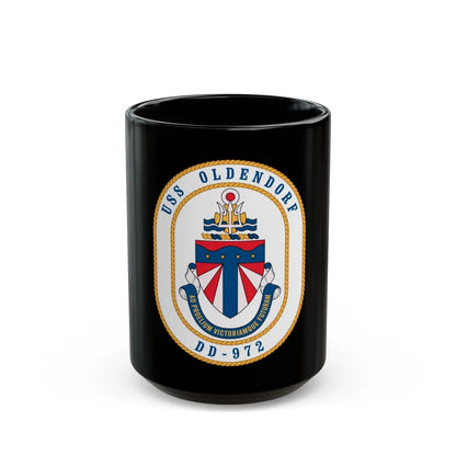 USS Oldendorf DD 972 (U.S. Navy) Black Coffee Mug-15oz-Go Mug Yourself