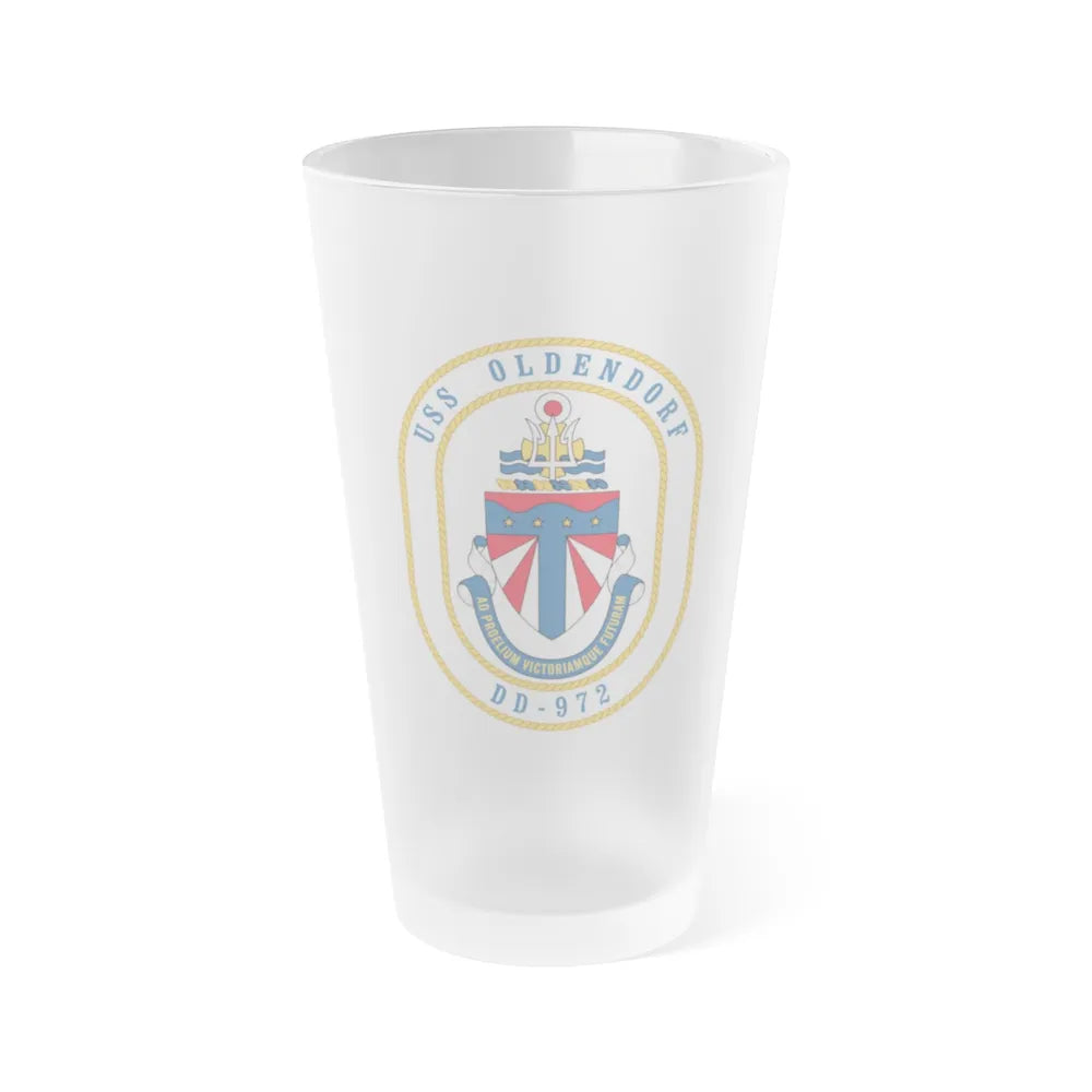 USS Oldendorf DD 972 (U.S. Navy) Frosted Pint Glass 16oz-Go Mug Yourself