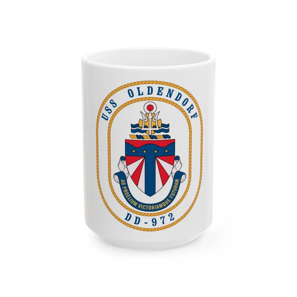 USS Oldendorf DD 972 (U.S. Navy) White Coffee Mug-15oz-Go Mug Yourself