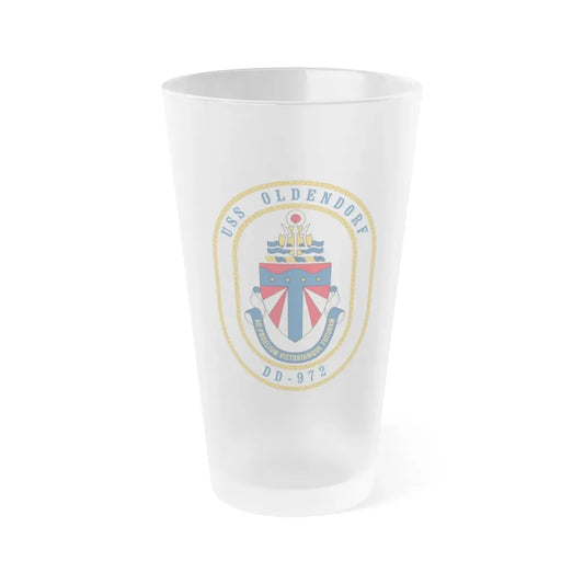 USS Oldendorf DD 972 (U.S. Navy) Frosted Pint Glass 16oz Default Title - Go Mug Yourself