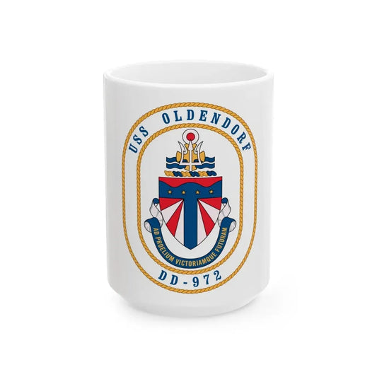 USS Oldendorf DD 972 (U.S. Navy) White Coffee Mug 15oz - Go Mug Yourself