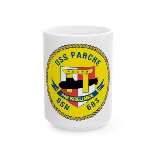 USS PArche SSN 683 (U.S. Navy) White Coffee Mug 15oz - Go Mug Yourself
