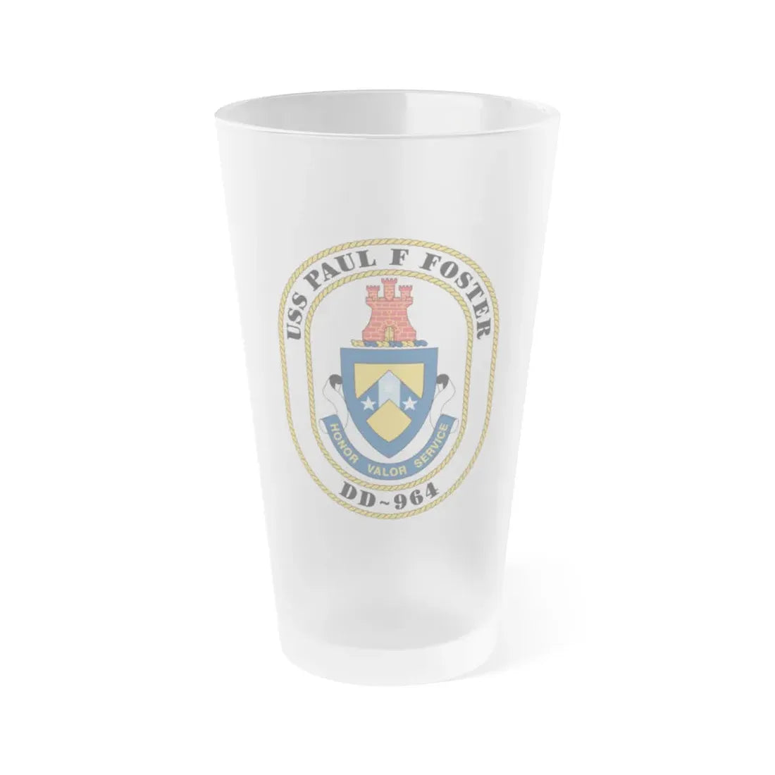 USS PAul F Foster DD 964 (U.S. Navy) Frosted Pint Glass 16oz Default Title - Go Mug Yourself