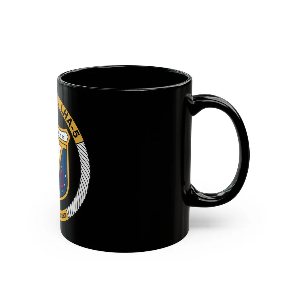 USS Peleliu LHA 5 (U.S. Navy) Black Coffee Mug-Go Mug Yourself