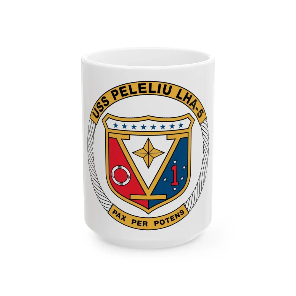 USS Peleliu LHA 5 (U.S. Navy) White Coffee Mug-15oz-Go Mug Yourself