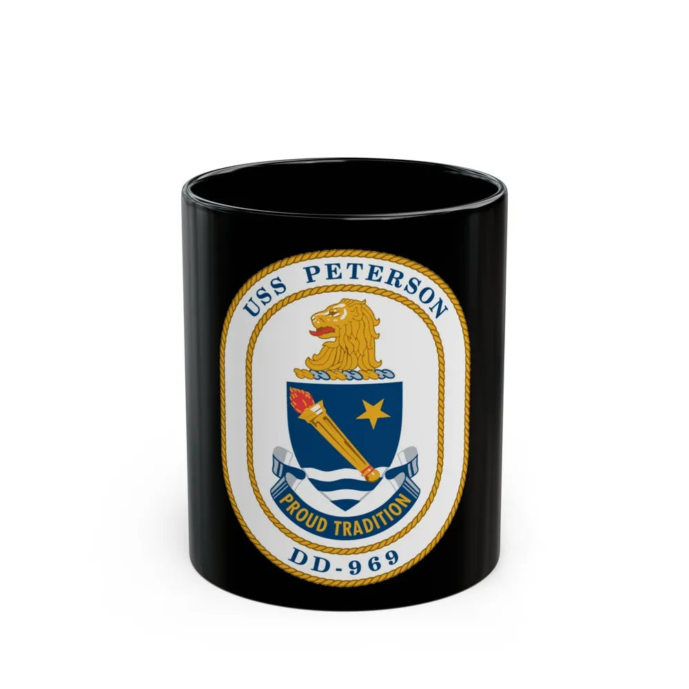 USS Peterson DD 969 (U.S. Navy) Black Coffee Mug-11oz-Go Mug Yourself