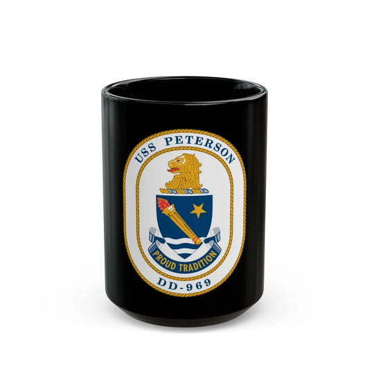 USS Peterson DD 969 (U.S. Navy) Black Coffee Mug-15oz-Go Mug Yourself