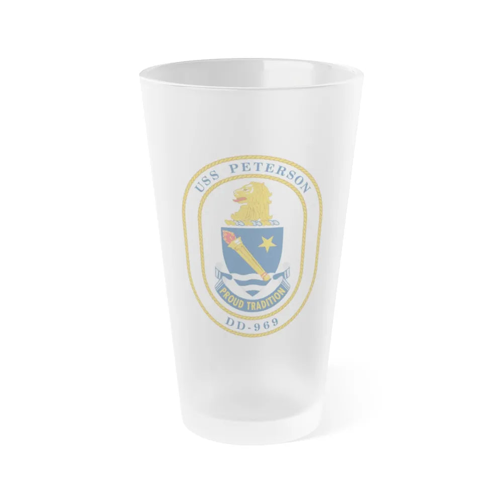 USS Peterson DD 969 (U.S. Navy) Frosted Pint Glass 16oz-Go Mug Yourself