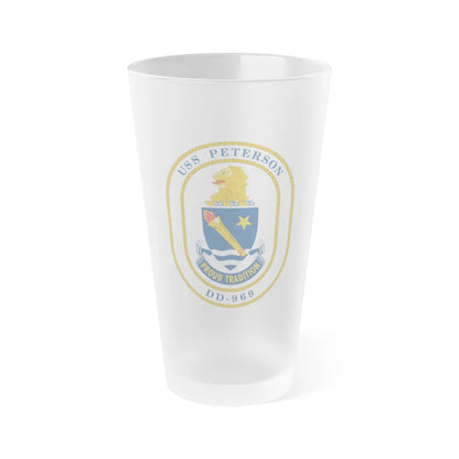 USS Peterson DD 969 (U.S. Navy) Frosted Pint Glass 16oz-Go Mug Yourself