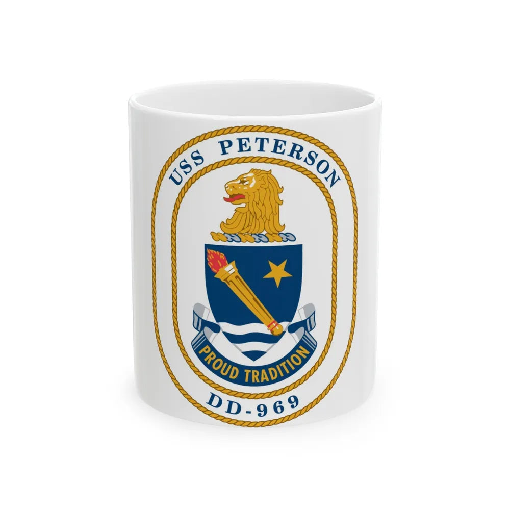 USS Peterson DD 969 (U.S. Navy) White Coffee Mug-11oz-Go Mug Yourself