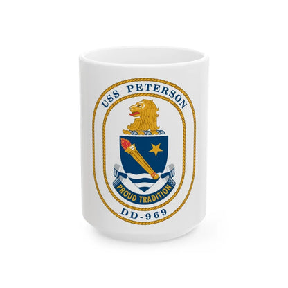 USS Peterson DD 969 (U.S. Navy) White Coffee Mug-15oz-Go Mug Yourself