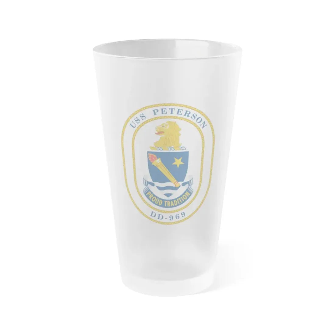 USS Peterson DD 969 (U.S. Navy) Frosted Pint Glass 16oz Default Title - Go Mug Yourself