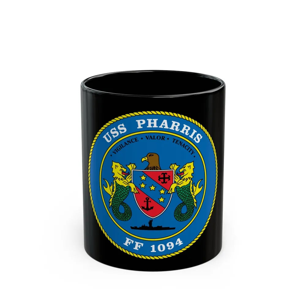 USS Pharris FF 1094 (U.S. Navy) Black Coffee Mug-11oz-Go Mug Yourself