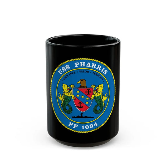 USS Pharris FF 1094 (U.S. Navy) Black Coffee Mug-15oz-Go Mug Yourself